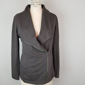 Caslon Deep Olive Green L/S Jacket Zip Detail & Drape Front Collar * Size Small